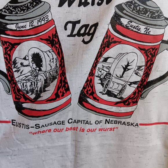Vtg T-Shirt Single Stitch XL Wurst Tag Eustis Nebraska 90's German Fest Oneita - Picture 3 of 5